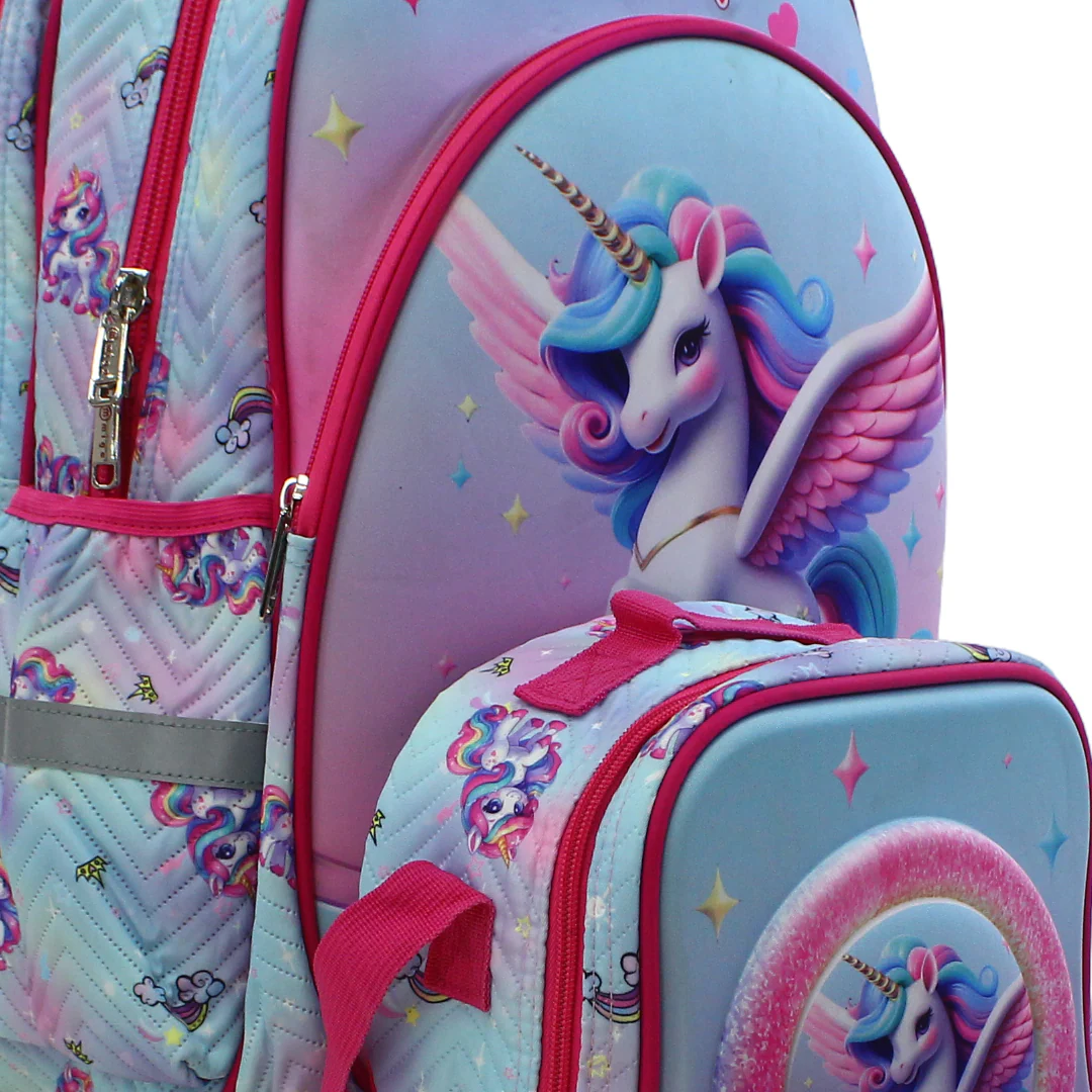 Migo School Set Unicorn Trolley Bag 16 Inches – Baby Blue - Image 3