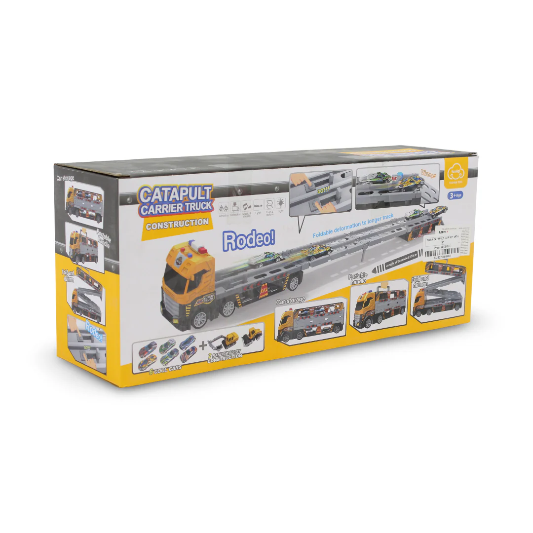 Catapult Carrier Truck Fire Rescue Toy Set – Yellow - Image 2