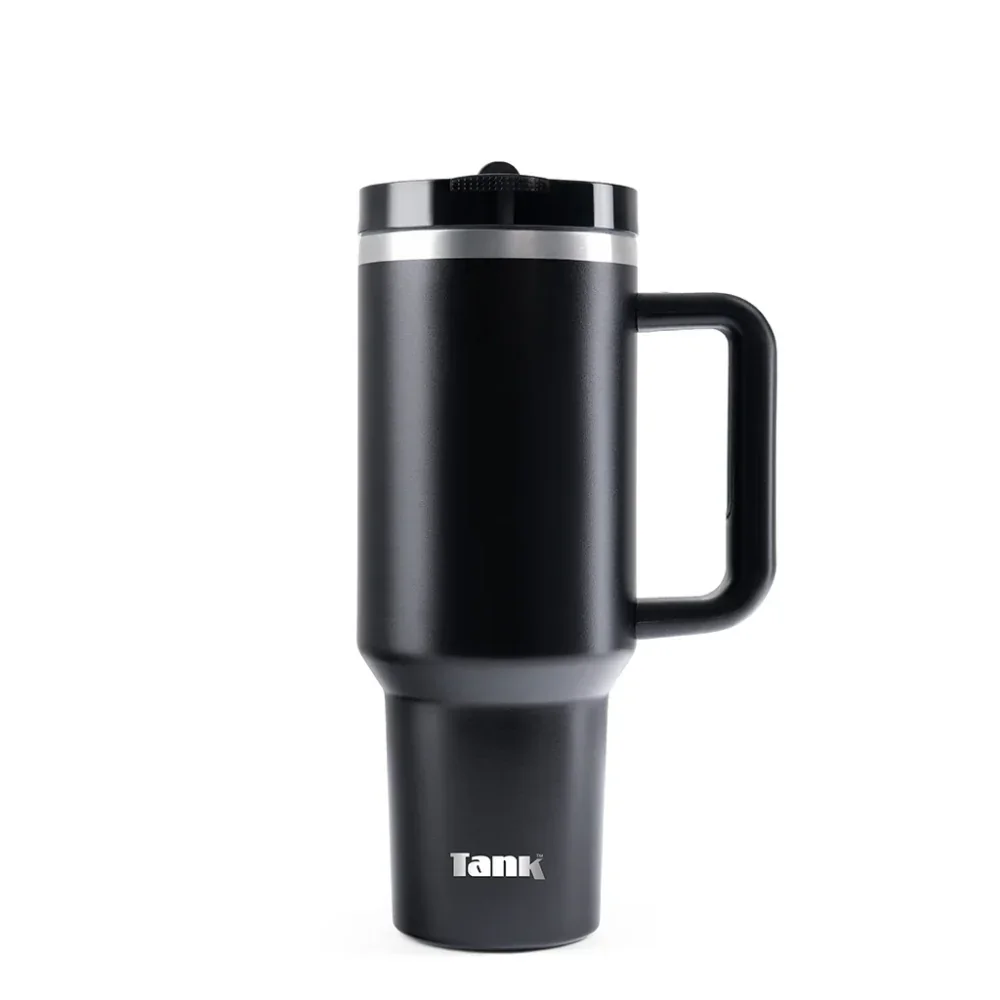 Tank Quencher Insulated Stainless Steel Travel Mug 1200ml – Black - Image 3