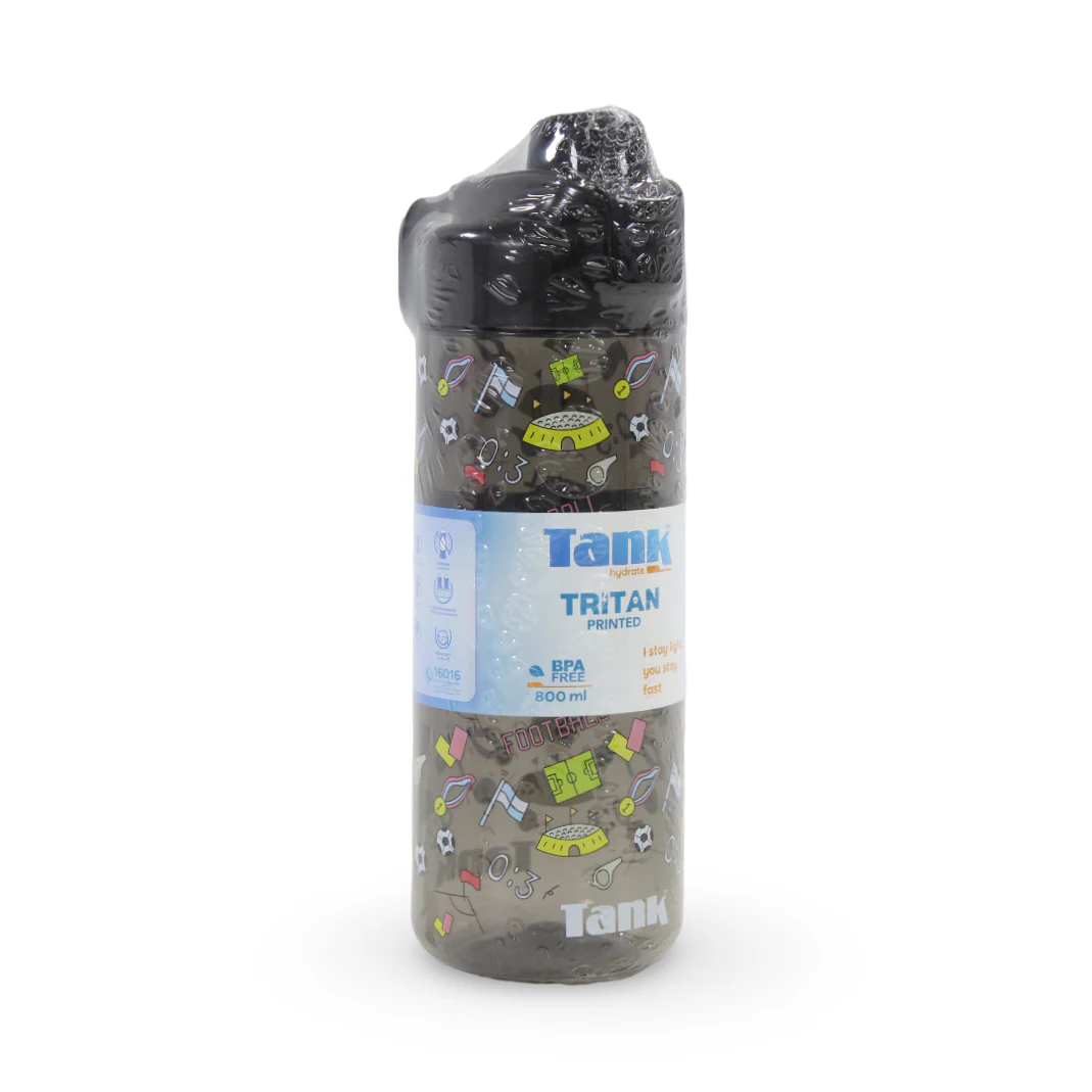 Tank Tritan Water Bottle 800ml – Football Black