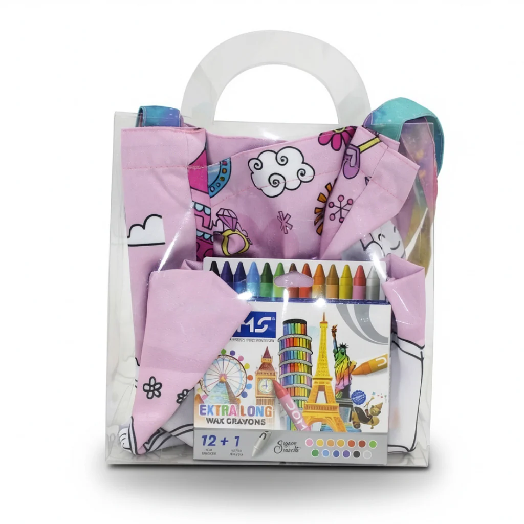 Castle Coloring Tote Bag + Doms Extra Long Wax Crayons Set - Image 3