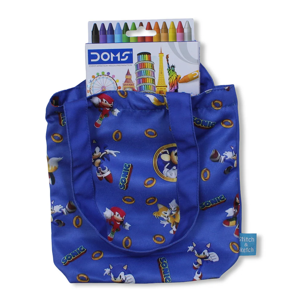Sonic Small Coloring Tote Bag with Extra Long Wax Crayons 12 Colours + 1 Silver - Image 6