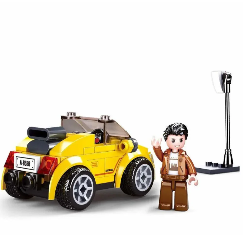 Sluban Pull Back Yellow Cabrio Building Blocks Set - 85 Pcs - Image 4