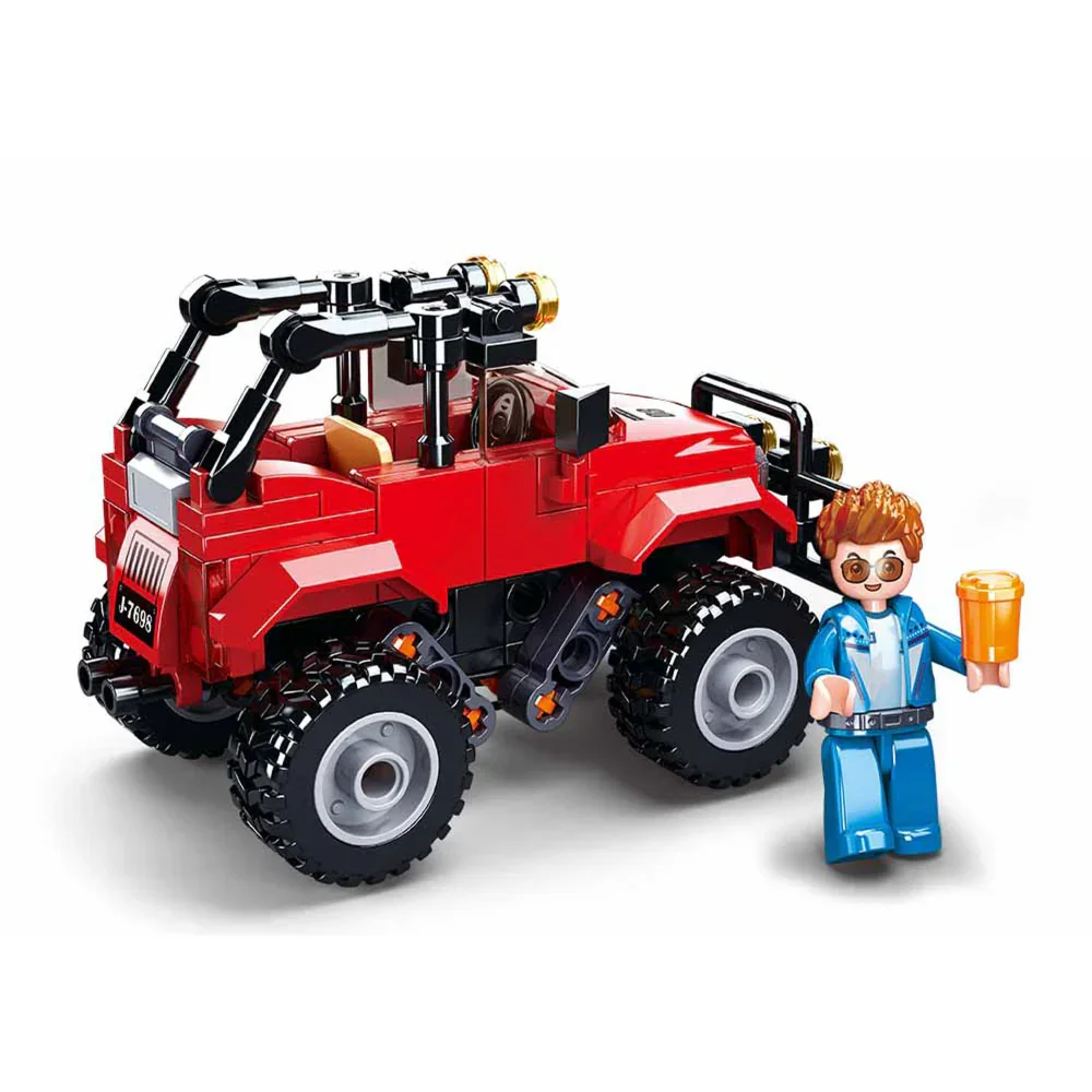 Sluban Town City Scene Red SUV Building Blocks Set - 135 Pcs - Image 3