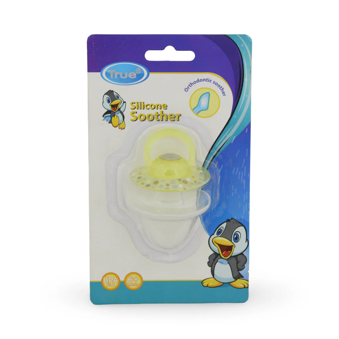 True Orthodontic Silicone Soother 6m+ – Yellow