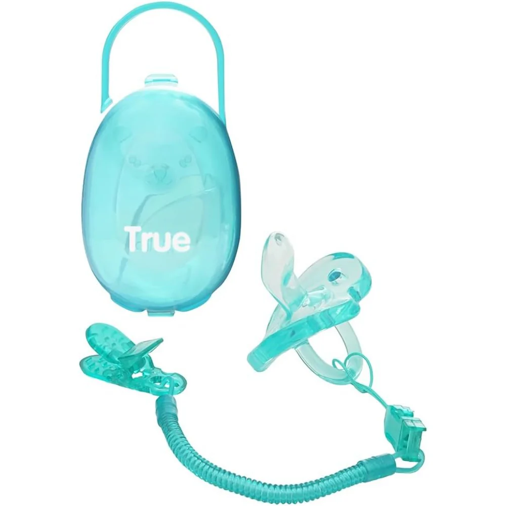 True Gold Silicone Pacifier Set – Turquoise (Silicone Soother, Chain & Case)