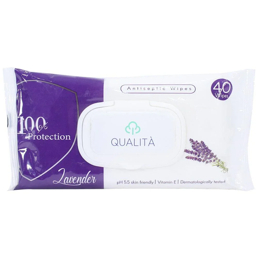 Qualita Baby Wet Wipes – 40 pcs (Antibacterial, Lavender Scent)