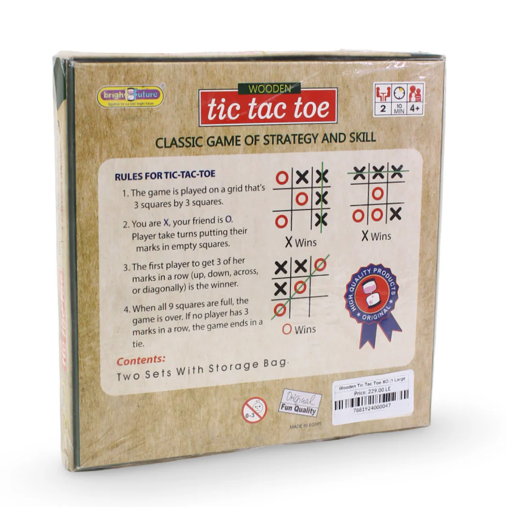 Wooden Tic Tac Toe XO (1 Large + 1 Pocket + Storage Bag) - Image 2